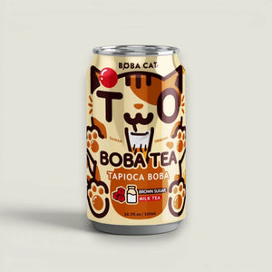 תה חלב בובה בטעם סוכר חום עם טפיוקה, 315 מ"ל · Boba Cat