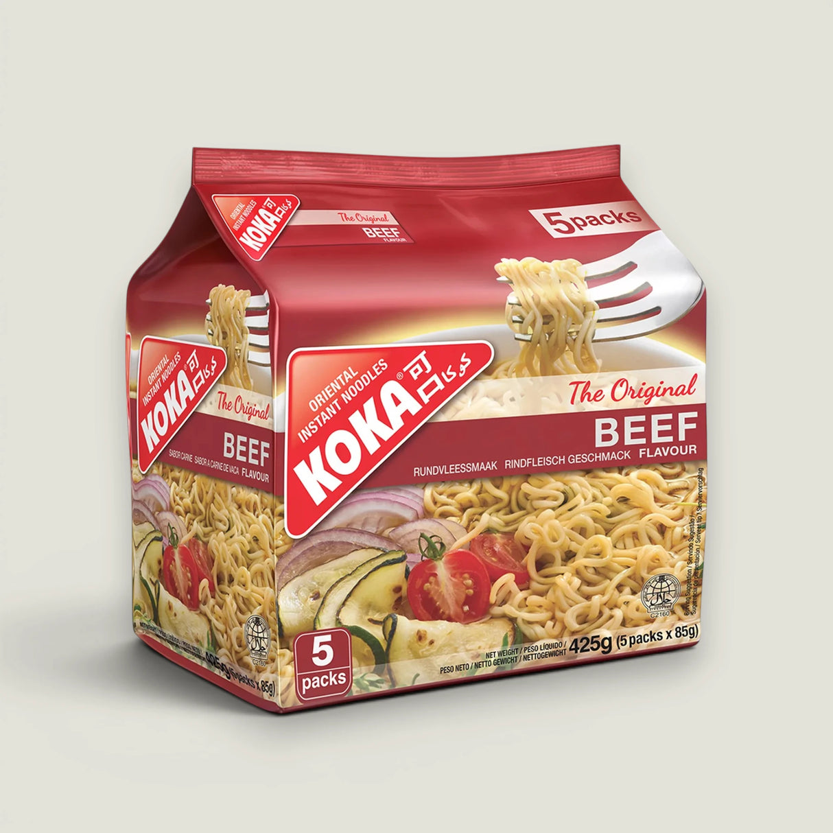 KOKA - נודלס אינסטנט בטעם בקר חמישייה 5x85 גרם
