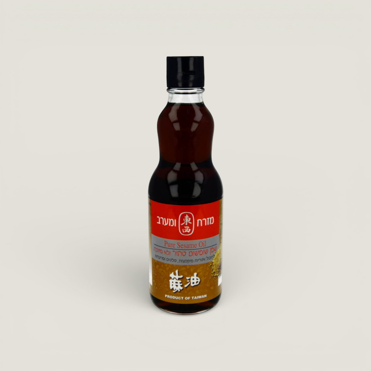 OOMAME Pure Sesame Oil 370ml bottle, dark amber liquid, roasted sesame aroma, ideal for Asian dishes.