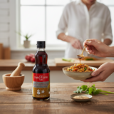 OOMAME Pure Sesame Oil 370ml bottle, dark amber liquid, ideal for Asian cuisine, noodles, stir-fries, and marinades.