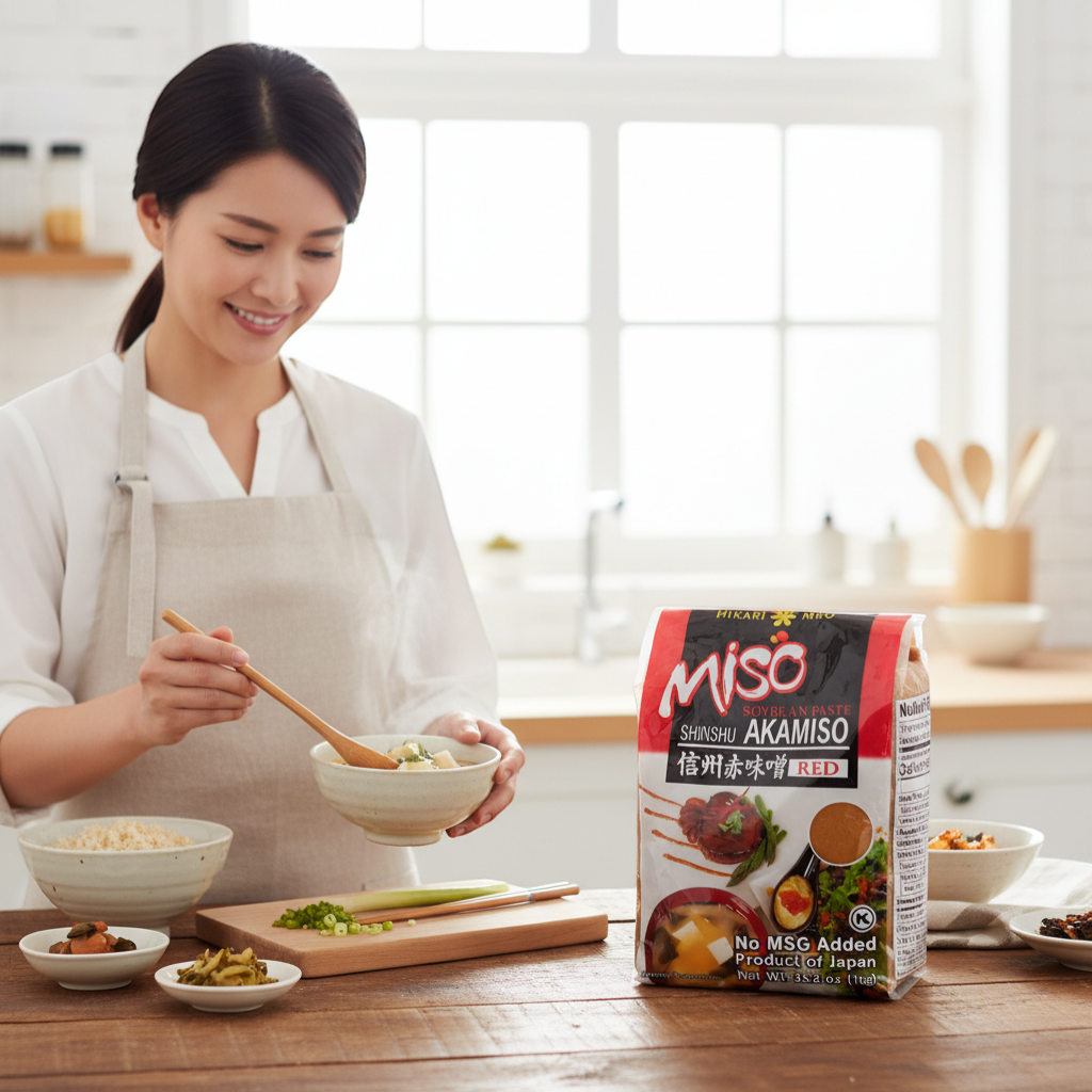 OOMAME red akamiso soybean paste, 1kg. Product of Japan, no MSG added.
